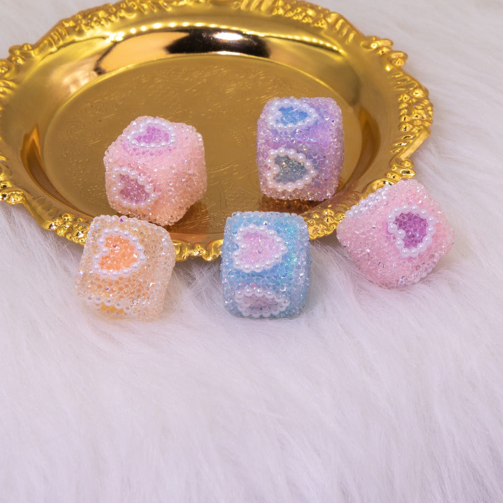 Wholesale 5pcs18mm Sugar Cube Love Acrylic Multi-faceted Love Beads